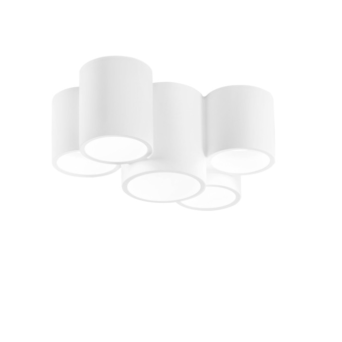 Plafoniera 5 luci GU10 bianca in gesso Luce Ambiente e Design