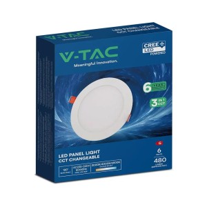 Pannello LED da incasso 6W CCT 3000K-6500K bianco V-TAC VT-607CCT - foto 2