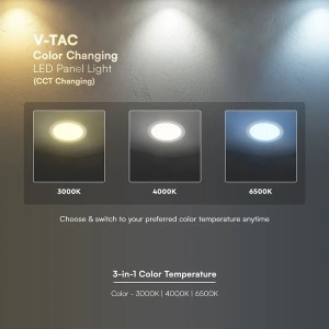 Pannello LED da incasso 6W CCT 3000K-6500K bianco V-TAC VT-607CCT - foto 8