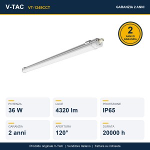 Plafoniera LED 36W 120cm CCT IP65 V-TAC VT-1249CCT - foto 10