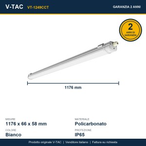 Plafoniera LED 36W 120cm CCT IP65 V-TAC VT-1249CCT - foto 11
