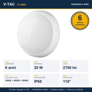 Plafoniera LED rotonda 20W CCT IP65 V-TAC VT-8603 - foto 13