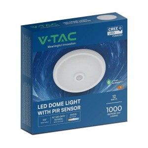 Plafoniera LED rotonda 12W 4000K con sensore PIR bianca V-TAC VT-13 - foto 2