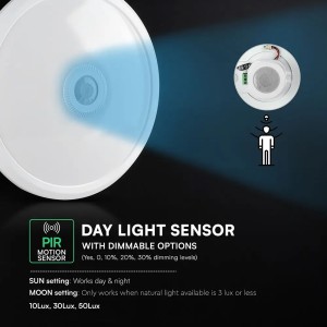 Plafoniera LED rotonda 12W 4000K con sensore PIR bianca V-TAC VT-13 - foto 8