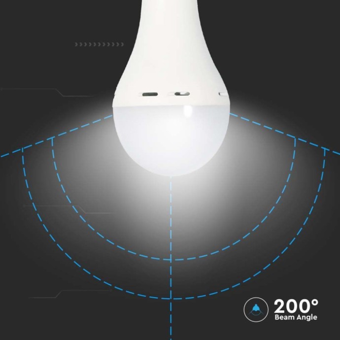 Lampadina LED E27 9W 4000K con batteria di emergenza 3h e funzione torcia V-TAC VT-509