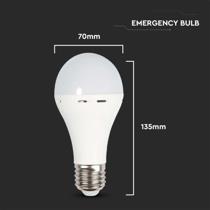 Lampadina LED E27 9W 4000K con batteria di emergenza 3h e funzione torcia V-TAC VT-509