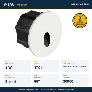 Faretto LED Segnapasso da Incasso 3W CCT IP65 Nero V-TAC VT-10184 - foto 9