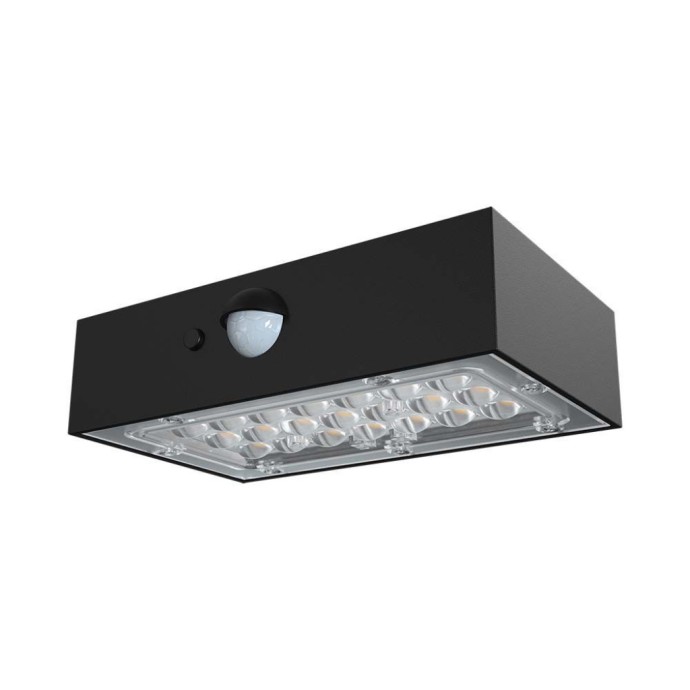 Applique LED solare da esterno 3W 3000K+4000K IP65 sensore PIR nera V-TAC VT-403