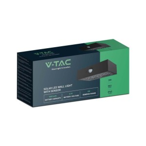 Applique LED solare da esterno 3W 3000K+4000K IP65 sensore PIR nera V-TAC VT-403 - foto 3