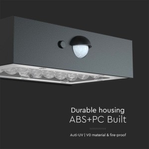 Applique LED solare da esterno 3W 3000K+4000K IP65 sensore PIR nera V-TAC VT-403 - foto 7