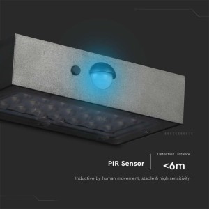 Applique LED solare da esterno 3W 3000K+4000K IP65 sensore PIR nera V-TAC VT-403 - foto 8