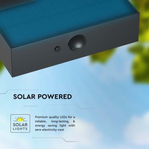 Applique LED solare da esterno 3W 3000K+4000K IP65 sensore PIR nera V-TAC VT-403 - foto 11