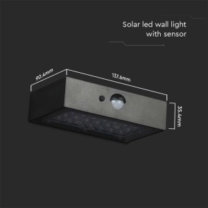 Applique LED solare da esterno 3W 3000K+4000K IP65 sensore PIR nera V-TAC VT-403 - foto 17