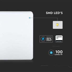 Plafoniera LED quadrata 25W 3000K IP44 chip Samsung bianca V-TAC VT-8066SQ - foto 6