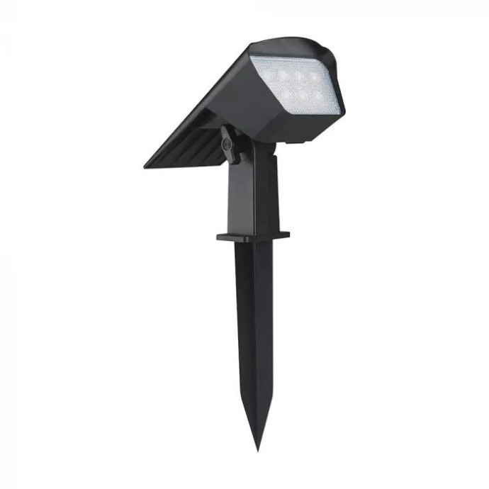 Faretto LED solare da giardino 1.3W CCT IP65 nero con picchetto o staffa V-TAC VT-10183