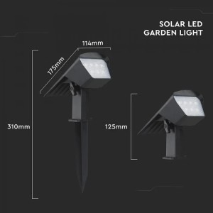 Faretto LED solare da giardino 1.3W CCT IP65 nero con picchetto o staffa V-TAC VT-10183 - foto 8