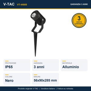 Faretto LED da giardino con picchetto GU10 35W IP65 nero V-TAC VT-44005 - foto 9