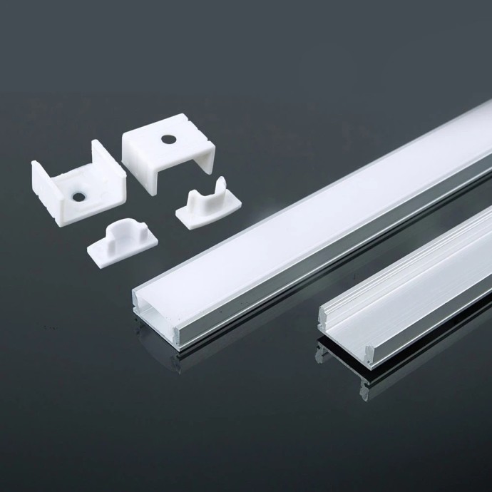 Profilo in alluminio per strisce LED con diffusore opaco 2 metri 17.4x7mm V-TAC VT-8113