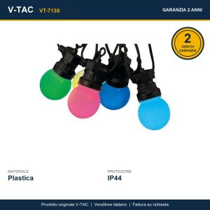 Catenaria LED 13m con 15 Lampadine RGB 0.5W IP44 e Telecomando V-TAC VT-713S - foto 10