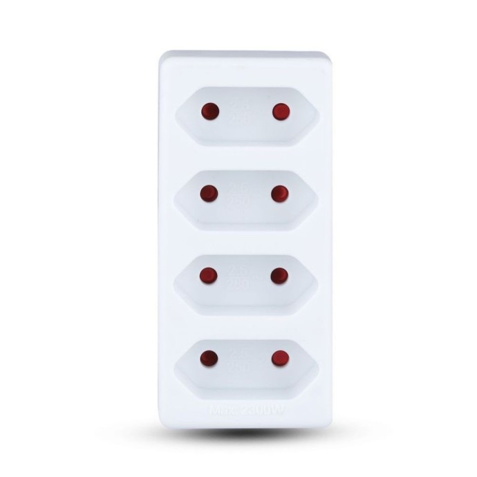 Adattatore multipresa 4 prese 10A Schuko 3680W bianco IP20 V-TAC VT-1004