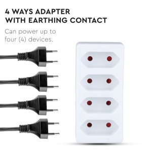 Adattatore multipresa 4 prese 10A Schuko 3680W bianco IP20 V-TAC VT-1004 - foto 3