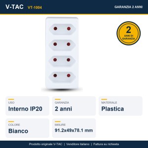 Adattatore multipresa 4 prese 10A Schuko 3680W bianco IP20 V-TAC VT-1004 - foto 6