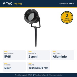 Faretto LED da Giardino con Picchetto GU10 Nero IP65 V-TAC VT-7704 - foto 8