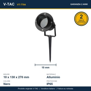 Faretto LED da Giardino con Picchetto GU10 Nero IP65 V-TAC VT-7704 - foto 9