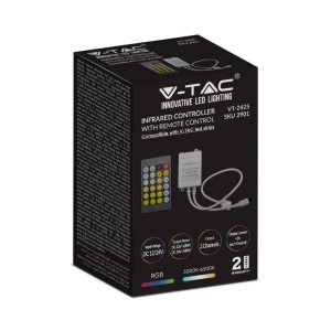 Controller Dimmer IR per Strip LED CCT 12V/24V 6A con Telecomando 24 Tasti V-TAC VT-2425 - foto 3
