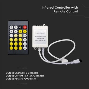 Controller Dimmer IR per Strip LED CCT 12V/24V 6A con Telecomando 24 Tasti V-TAC VT-2425 - foto 5