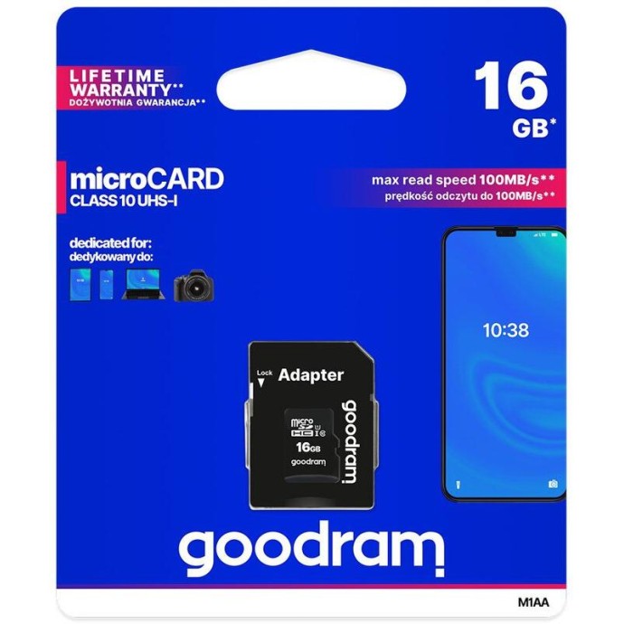 microSD 16GB CARD class 10 UHS I + adapter - retail blister microSD 16GB CARD class 10 UHS I + adapter - retail blister