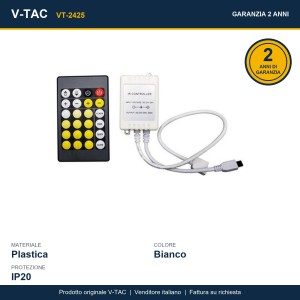 Controller Dimmer IR per Strip LED CCT 12V/24V 6A con Telecomando 24 Tasti V-TAC VT-2425 - foto 7