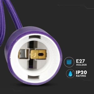 Portalampada a sospensione E27 60W in silicone viola V-TAC VT-7228-PE - foto 6