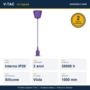 Portalampada a sospensione E27 60W in silicone viola V-TAC VT-7228-PE - foto 8