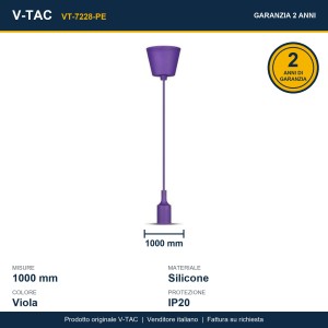 Portalampada a sospensione E27 60W in silicone viola V-TAC VT-7228-PE - foto 9