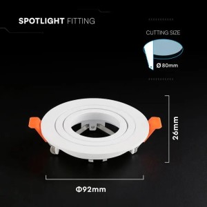 Portafaretto LED da incasso rotondo GU10 bianco foro 80mm IP20 V-TAC VT-4204RD - foto 4