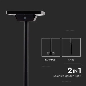 Paletto LED solare da giardino 2W CCT 3000K 4000K 6500K IP65 nero V-TAC VT-4102 - foto 5