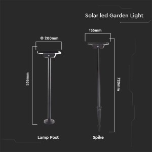Paletto LED solare da giardino 2W CCT 3000K 4000K 6500K IP65 nero V-TAC VT-4102 - foto 11