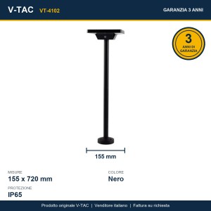 Paletto LED solare da giardino 2W CCT 3000K 4000K 6500K IP65 nero V-TAC VT-4102 - foto 13