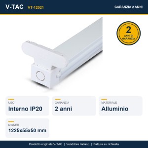 Plafoniera LED doppia per tubi T8 120cm IP20 in alluminio V-TAC VT-12021 - foto 9