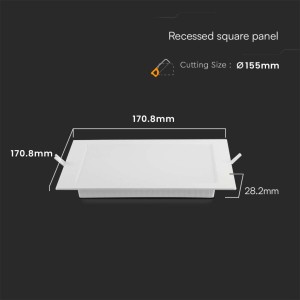 Mini Pannello LED 12W Quadrato da Incasso Bianco Caldo 3000K V-TAC VT-61012 - foto 4