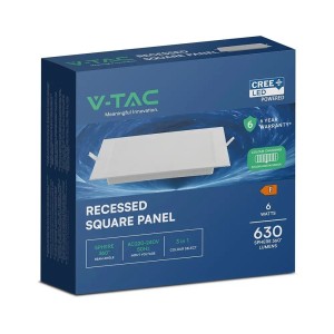 Mini Pannello LED 6W Quadrato da Incasso CCT 3000K 4000K 6500K Bianco V-TAC VT-61006CCT - foto 2