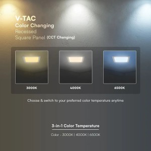Mini Pannello LED 6W Quadrato da Incasso CCT 3000K 4000K 6500K Bianco V-TAC VT-61006CCT - foto 8