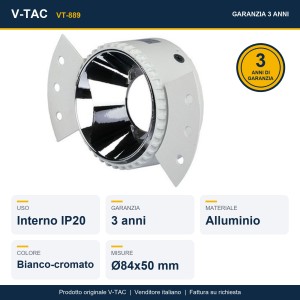 Portafaretto LED da incasso rotondo GU10 bianco e cromato V-TAC VT-889 - foto 12