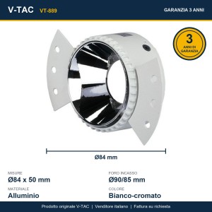 Portafaretto LED da incasso rotondo GU10 bianco e cromato V-TAC VT-889 - foto 13