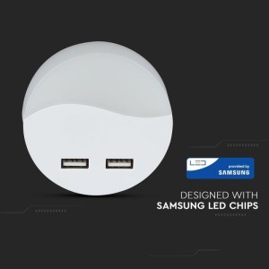 Faretto Segnapasso LED 0,45W 3000K con Sensore Crepuscolare e USB 2A, V-TAC VT-84-RD - foto 8