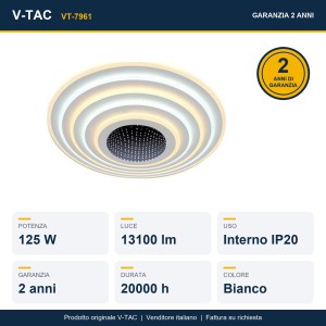 Lampadario LED a plafone 125W dimmerabile CCT 3000K-6000K con telecomando V-TAC VT-7961 - foto 10