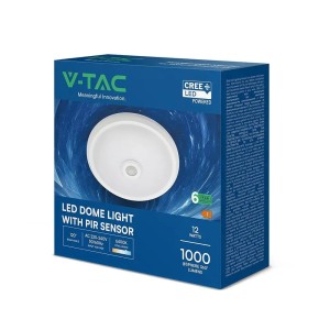 Plafoniera LED rotonda 12W con sensore PIR 6400K bianco V-TAC VT-13 - foto 2