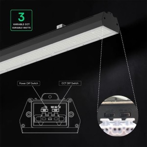 Campana industriale LED lineare 240W CCT 3000K 4000K 6500K IP65 nera V-TAC VT-9-57 - foto 5