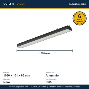 Campana industriale LED lineare 240W CCT 3000K 4000K 6500K IP65 nera V-TAC VT-9-57 - foto 11
